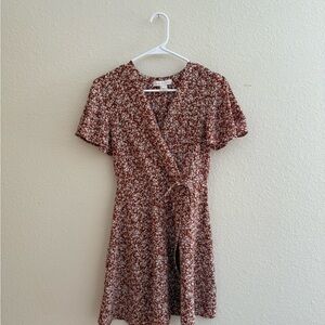 Monteau Brown Floral Mini Dress
